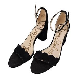 Sam Edelman Odila Heels Sandals Black Suede Dance Formal Cocktail‎ 3 inch Heel